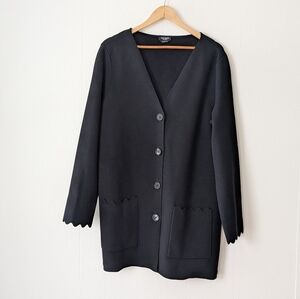 Kate Spade Scallop Sweater Blazer Cardigan Black Size XL Extra Large Jacket
